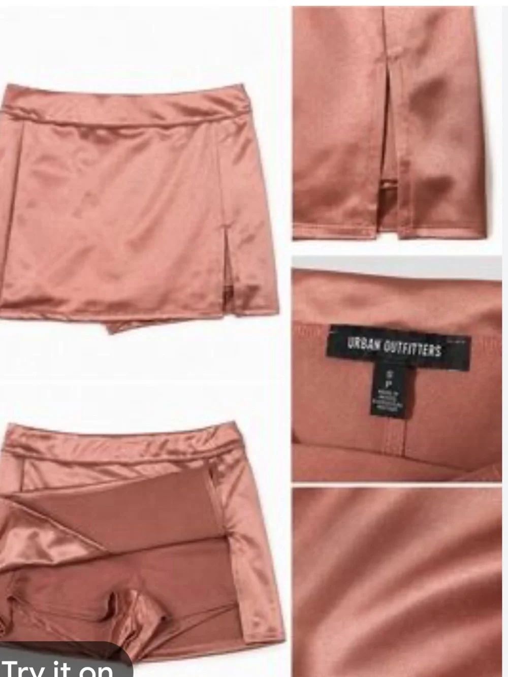 Urban Outfitters Satin Skort in Rose Copper